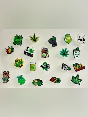 NEW 420 Weed Cannabis Jibbitz Style 20 pc Charms Set for Crocs & Clogs